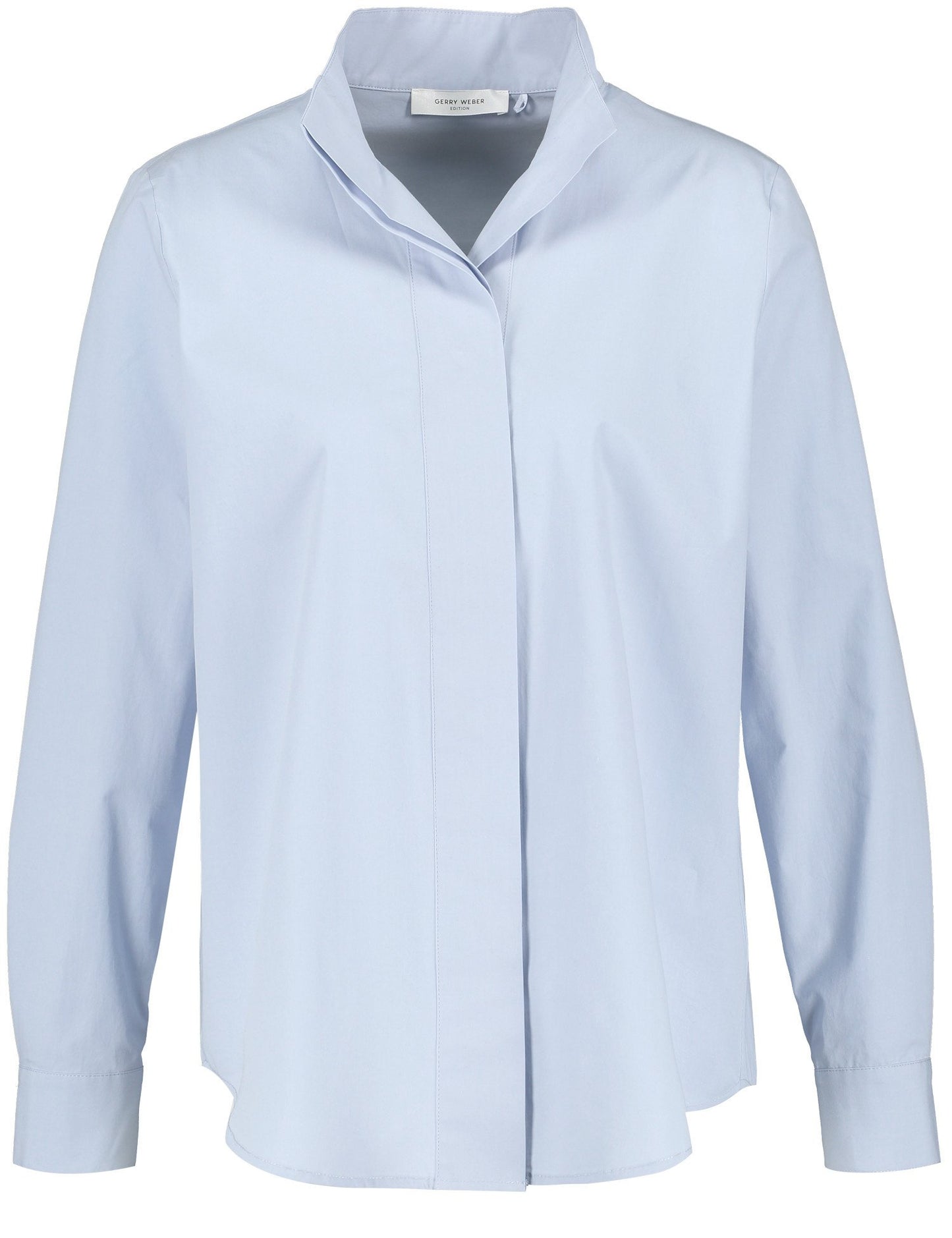 Cotton Blouse with Stand-up Collar