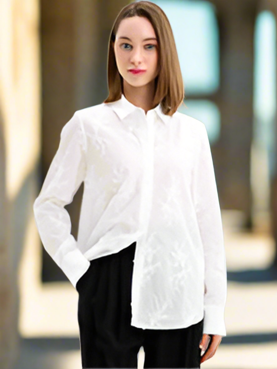 Blouse with Floral Appliqué