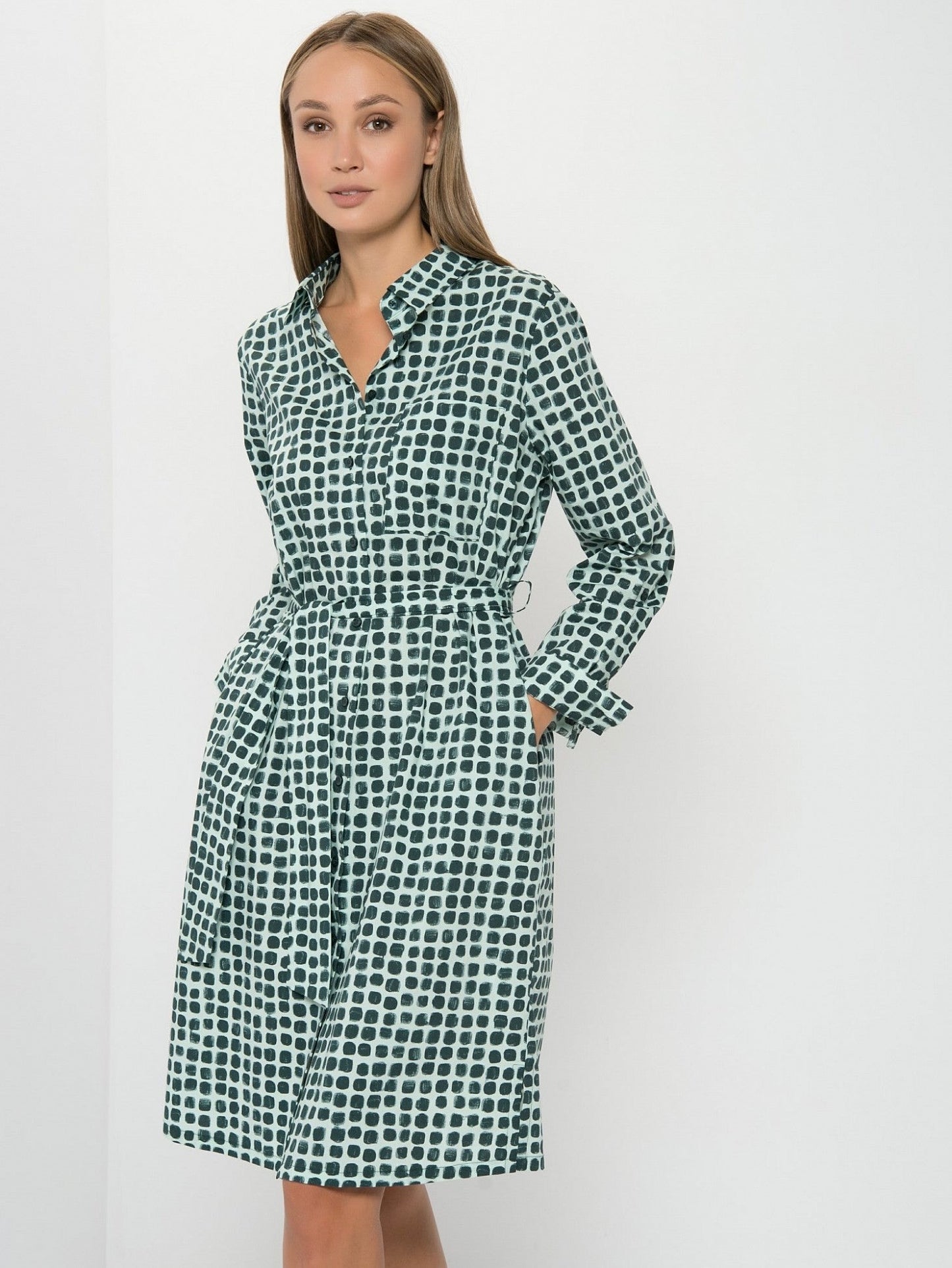 Dress with a Square Pattern