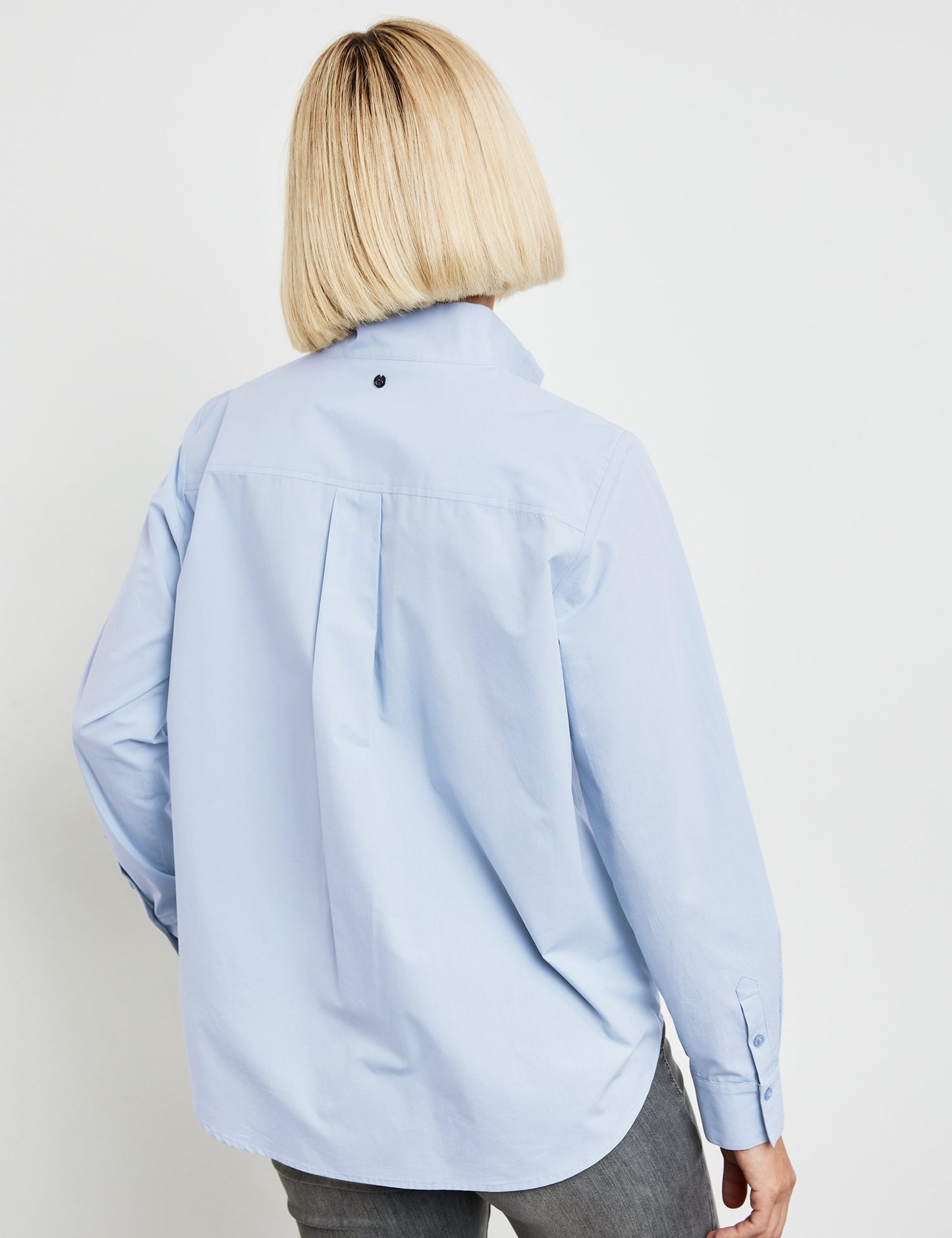 Cotton Blouse with Stand-up Collar
