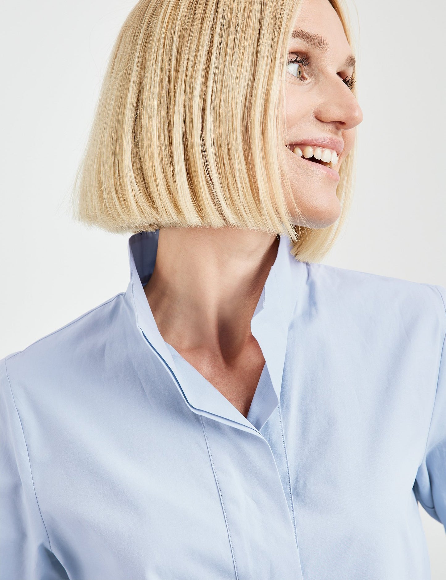 Cotton Blouse with Stand-up Collar