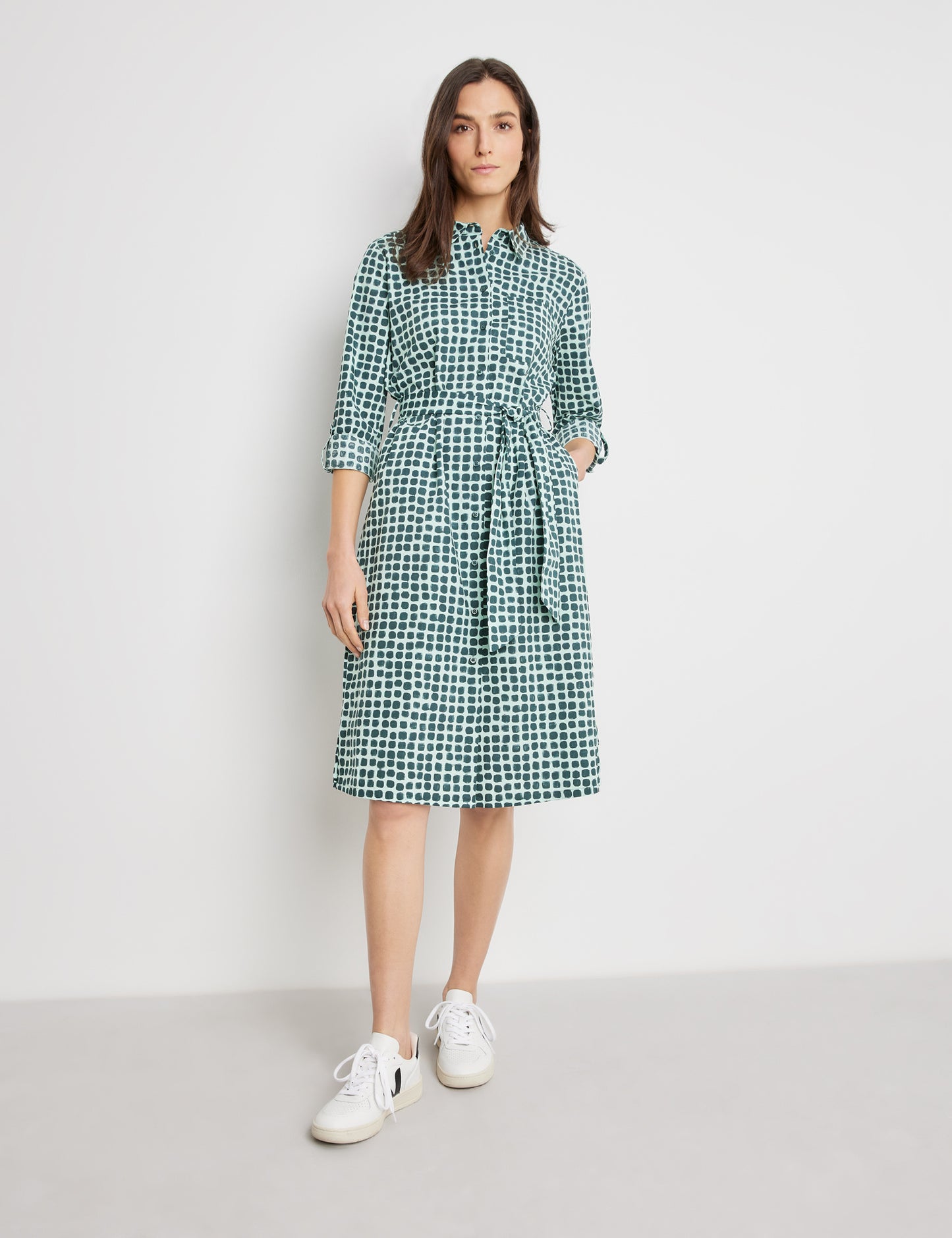 Dress with a Square Pattern