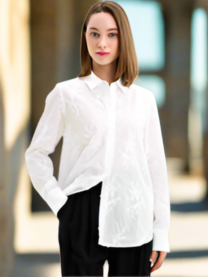 Blouse with Floral Appliqué