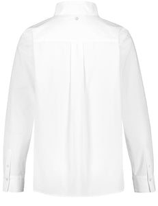 Cotton Blouse with Stand-up Collar