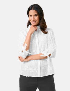Blouse with Floral Appliqué
