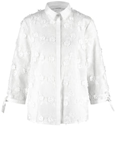 Blouse with Floral Appliqué