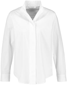 Cotton Blouse with Stand-up Collar