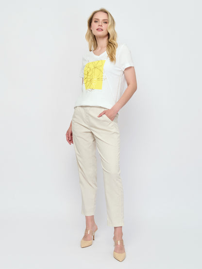 Pull-on Cotton Pant — Beige