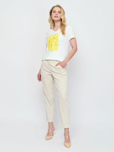 Pull-on Cotton Pant — Beige