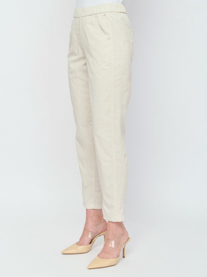 Pull-on Cotton Pant — Beige
