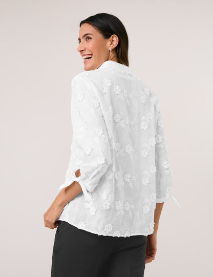 Blouse with Floral Appliqué
