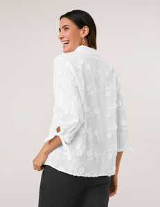 Blouse with Floral Appliqué