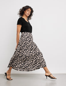 Tiered Skirt with a Floral Print