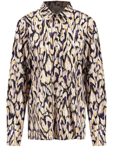 Patterned Blouse with Side Slits
