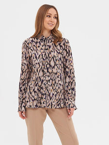 Patterned Blouse with Side Slits