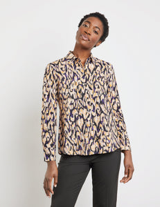 Patterned Blouse with Side Slits