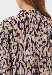 Patterned Blouse with Side Slits