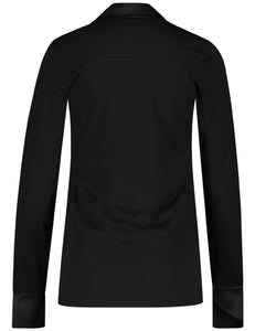 Top with Satin Collar - Black
