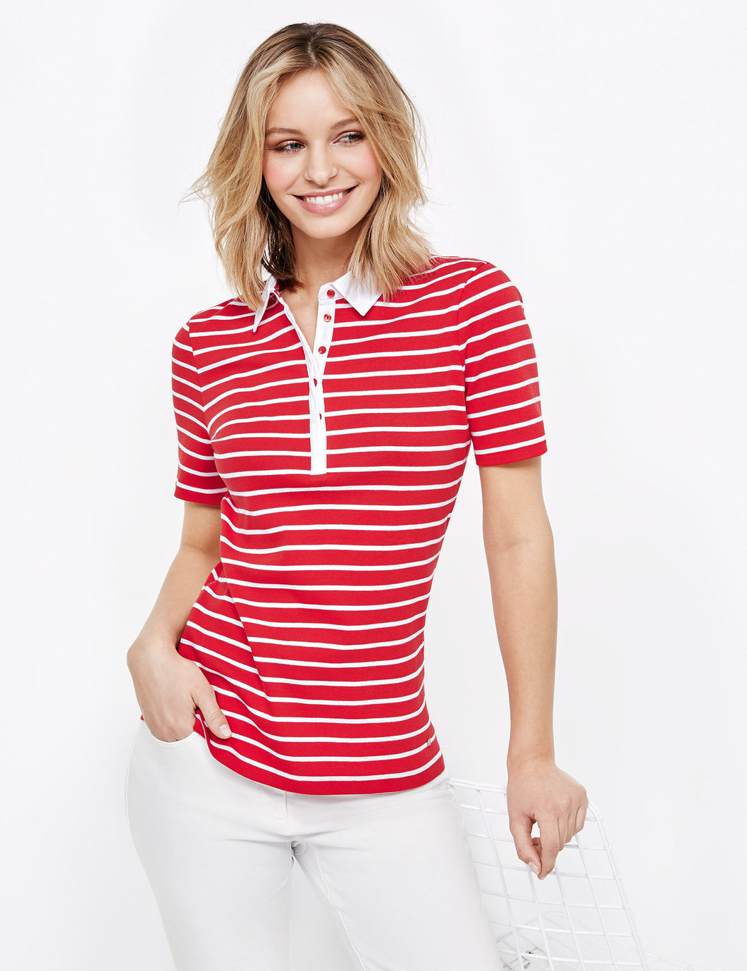 Red Striped Polo - ELIZABETH SCHINDLER