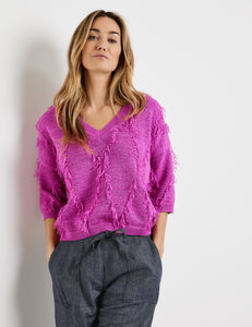 Pullover with Fringed Detail