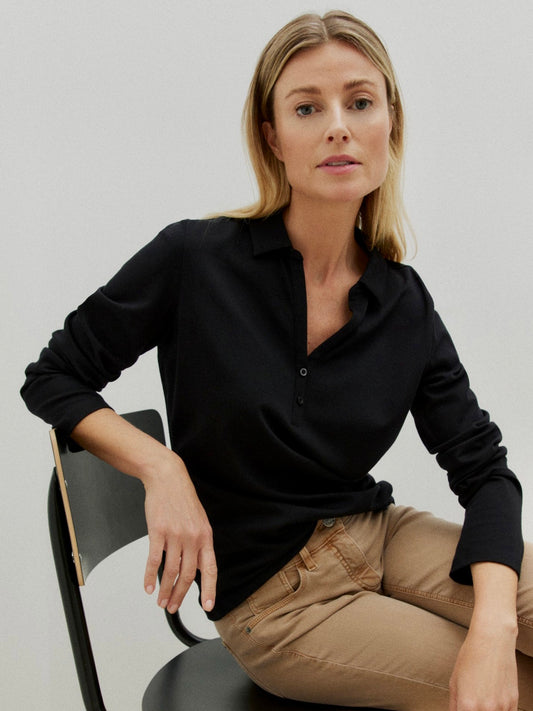 Cotton Polo in Black