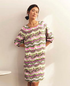 Patterned Dress with Balloon Sleeves