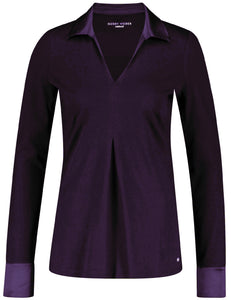 Top with a Satin Collar - Eggplant