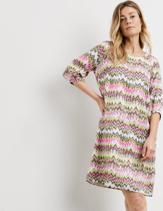 Patterned Dress with Balloon Sleeves